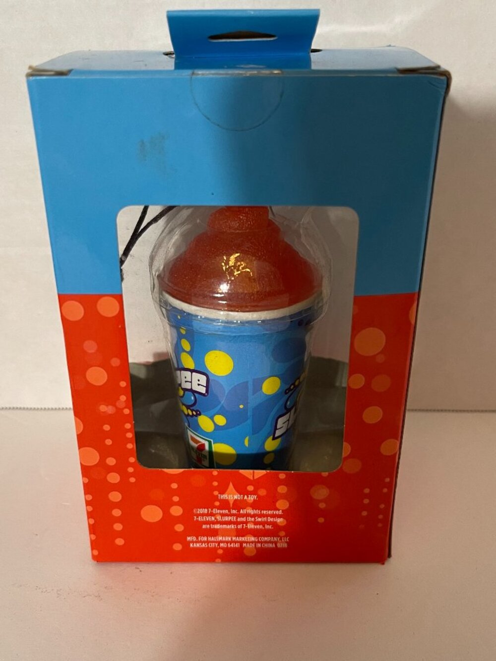 Hallmark 7-Eleven Slurpee Wild Cherry Christmas Tree Ornament Blue Cup 2018